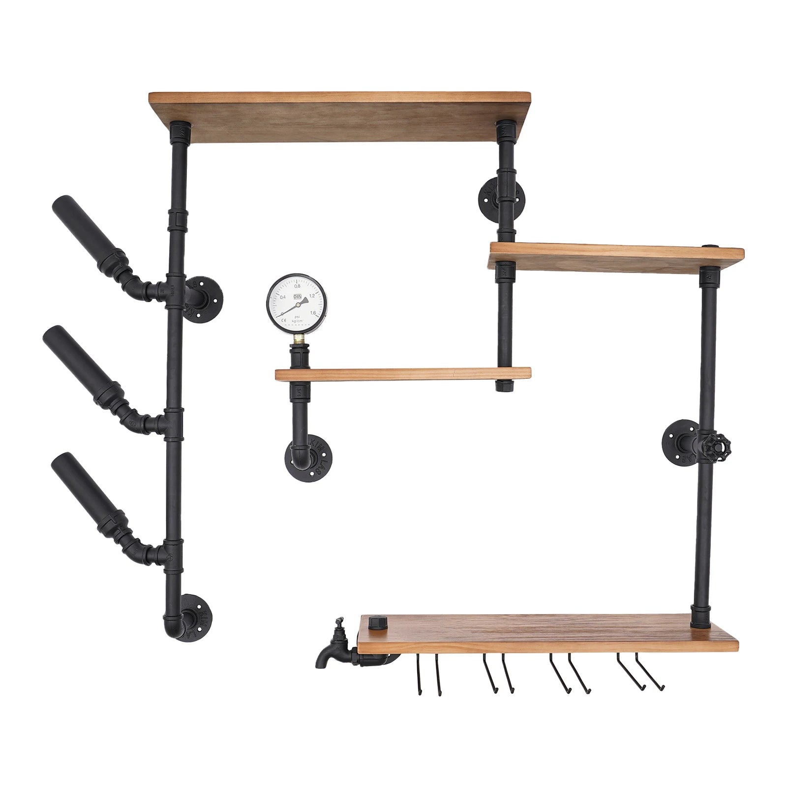 4-Tier Wall Mount Wine Rack – Industrial Style