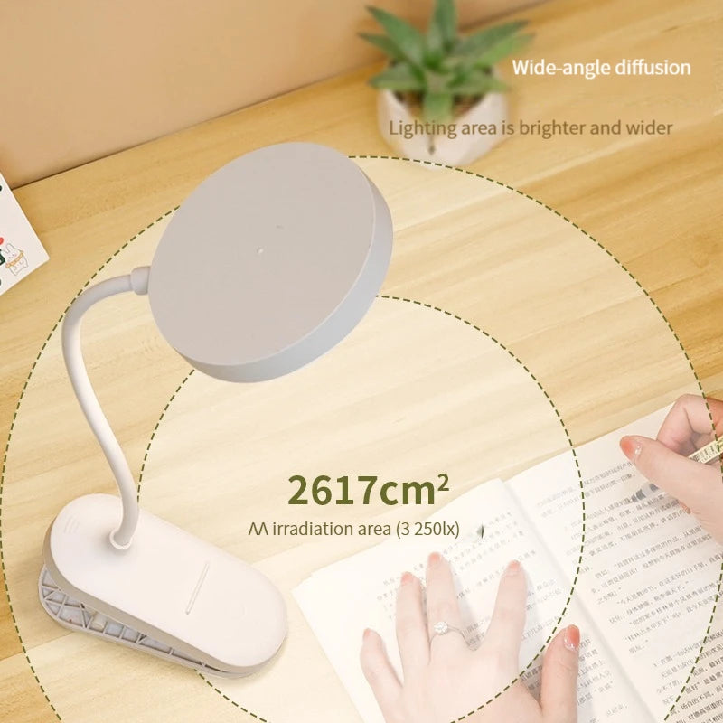 Clip-On LED Desk Lamp – 3 Colour Modes, Dimmable & USB Rechargeable