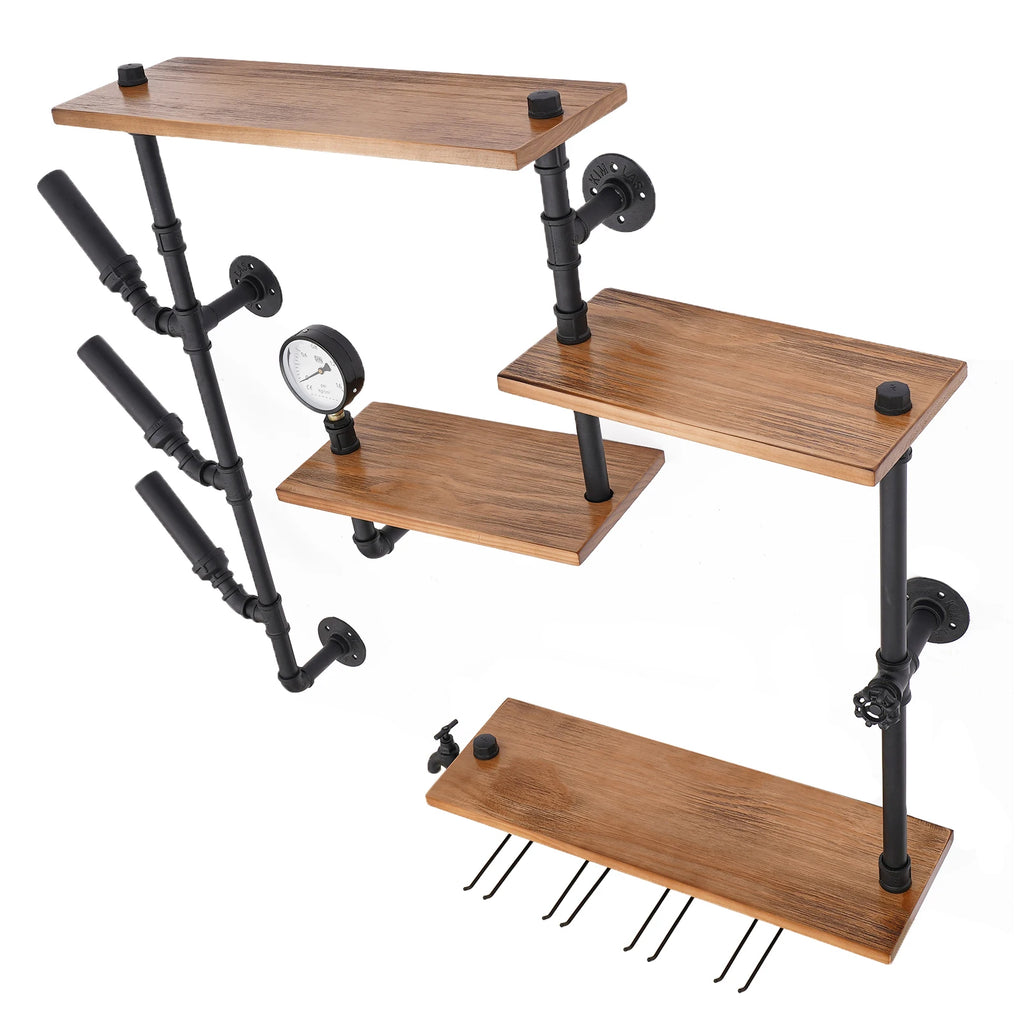 4-Tier Wall Mount Wine Rack – Industrial Style