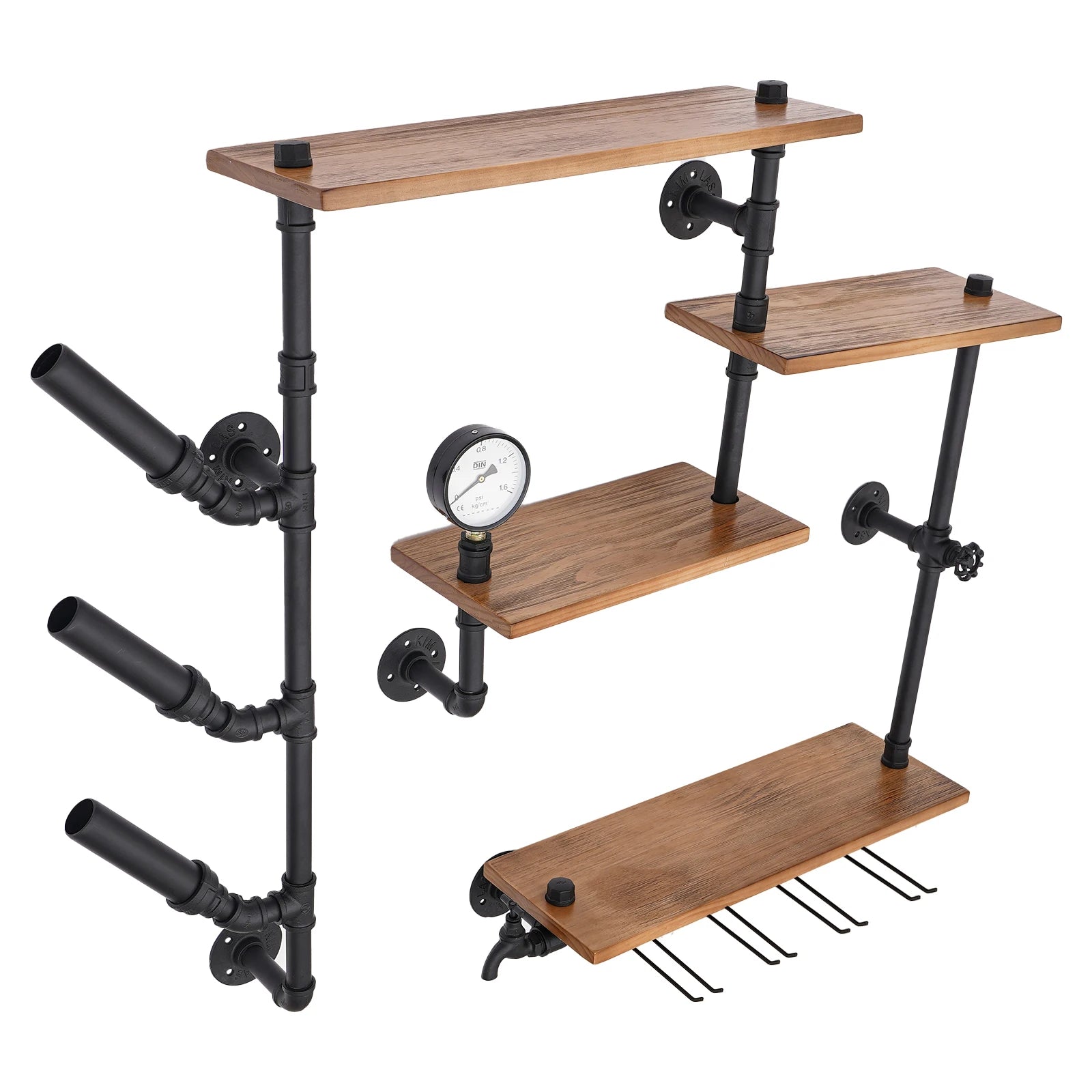 4-Tier Wall Mount Wine Rack – Industrial Style