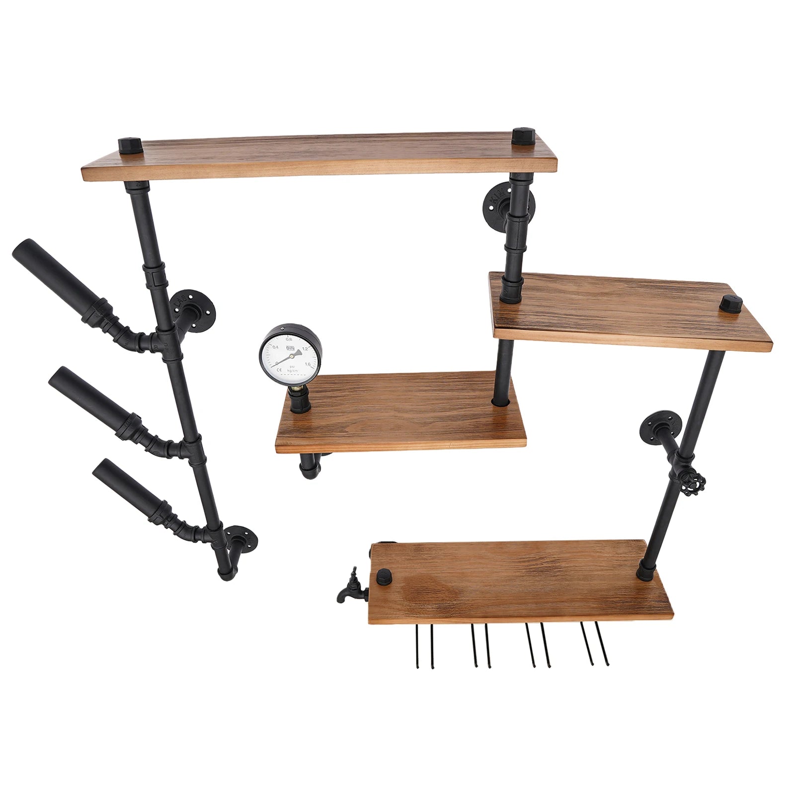4-Tier Wall Mount Wine Rack – Industrial Style