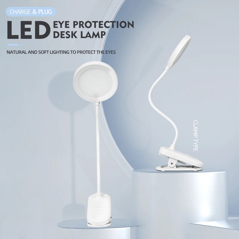Clip-On LED Desk Lamp – 3 Colour Modes, Dimmable & USB Rechargeable